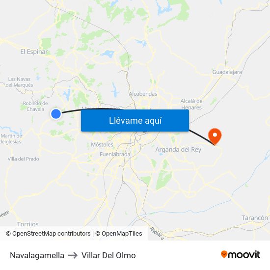 Navalagamella to Villar Del Olmo map