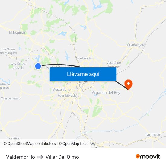 Valdemorillo to Villar Del Olmo map