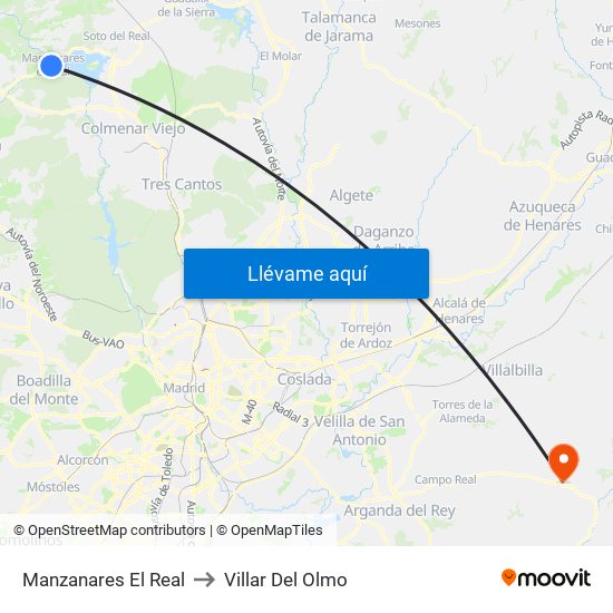 Manzanares El Real to Villar Del Olmo map