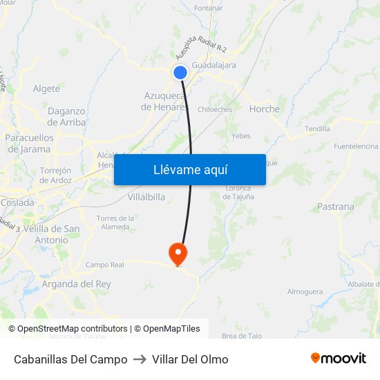 Cabanillas Del Campo to Villar Del Olmo map