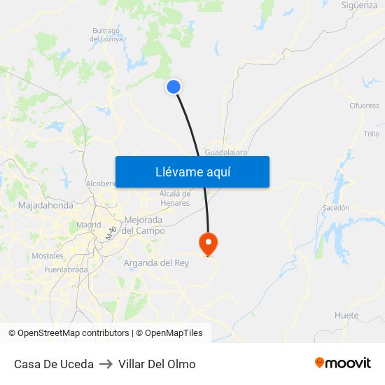 Casa De Uceda to Villar Del Olmo map