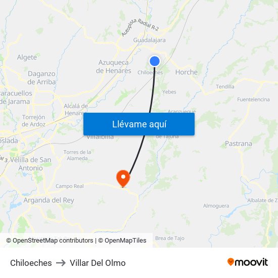Chiloeches to Villar Del Olmo map