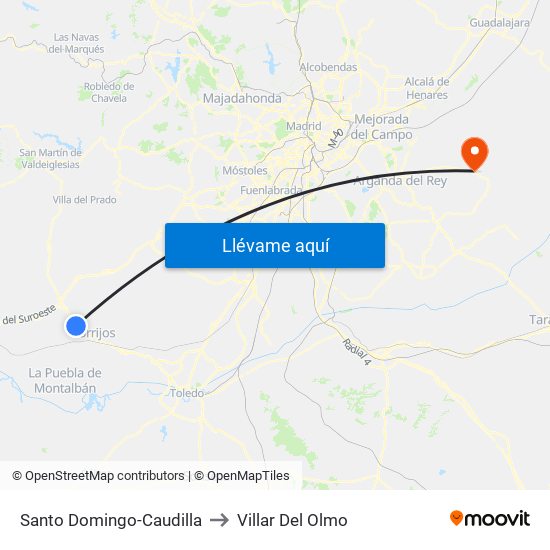 Santo Domingo-Caudilla to Villar Del Olmo map