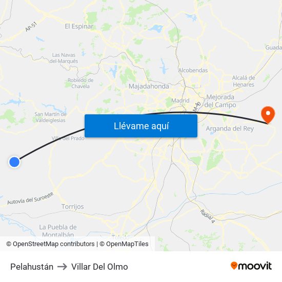Pelahustán to Villar Del Olmo map