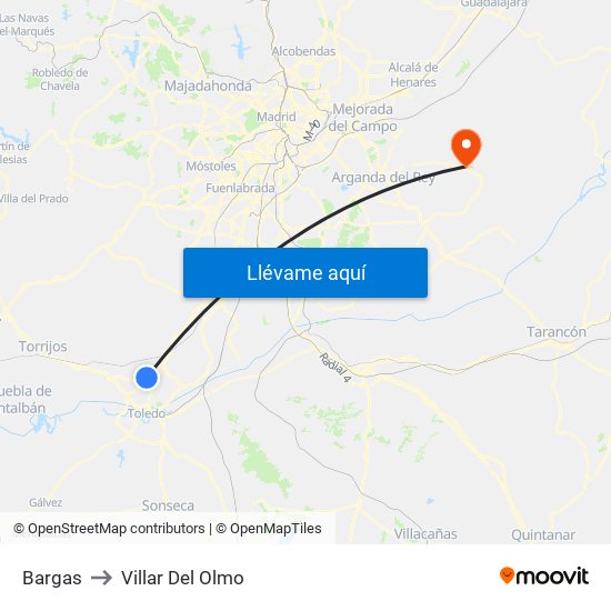 Bargas to Villar Del Olmo map