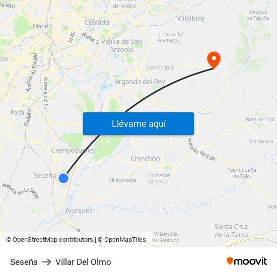 Seseña to Villar Del Olmo map