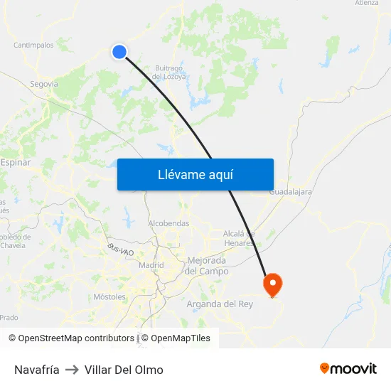 Navafría to Villar Del Olmo map