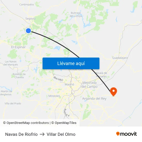Navas De Riofrío to Villar Del Olmo map