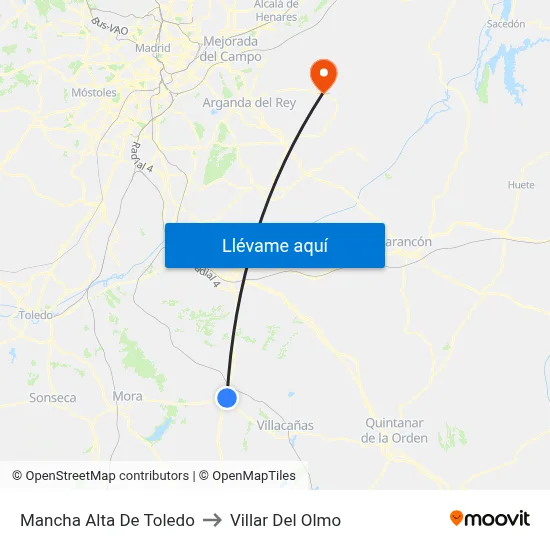 Mancha Alta De Toledo to Villar Del Olmo map