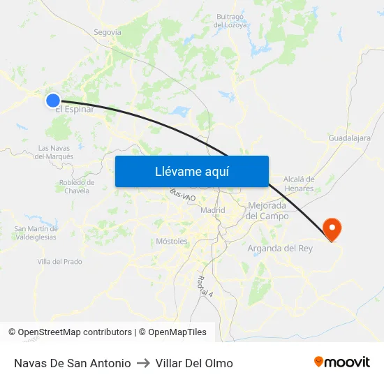 Navas De San Antonio to Villar Del Olmo map