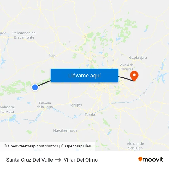 Santa Cruz Del Valle to Villar Del Olmo map