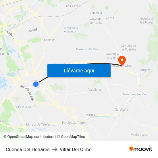 Cuenca Del Henares to Villar Del Olmo map