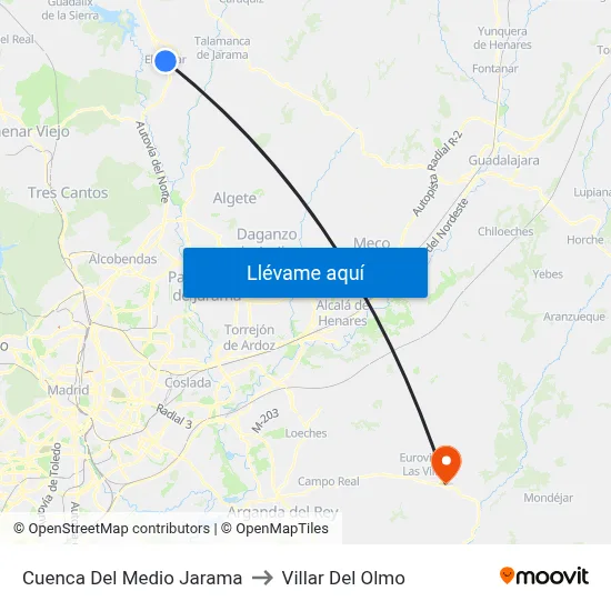 Cuenca Del Medio Jarama to Villar Del Olmo map