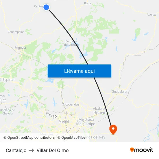 Cantalejo to Villar Del Olmo map