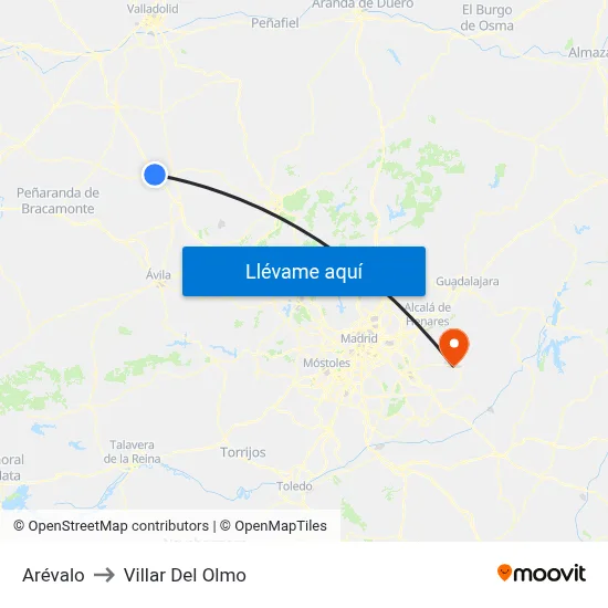 Arévalo to Villar Del Olmo map