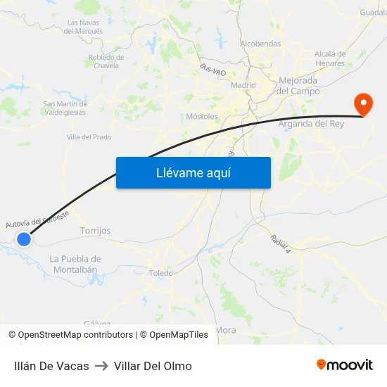 Illán De Vacas to Villar Del Olmo map