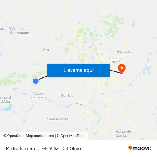 Pedro Bernardo to Villar Del Olmo map