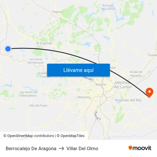 Berrocalejo De Aragona to Villar Del Olmo map