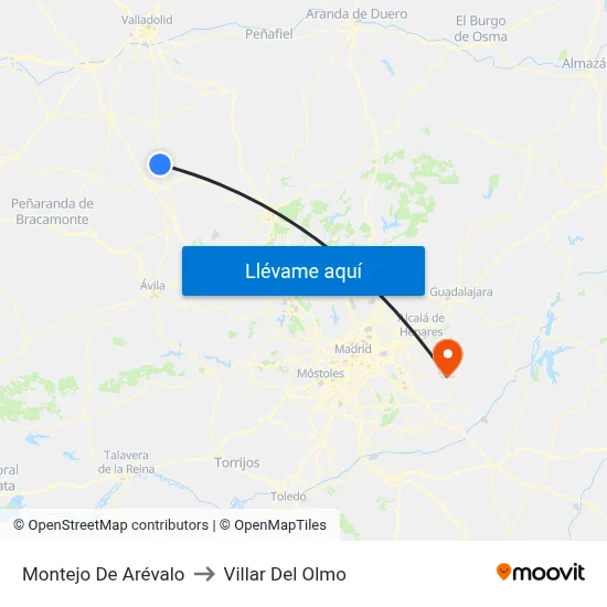 Montejo De Arévalo to Villar Del Olmo map