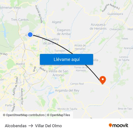 Alcobendas to Villar Del Olmo map