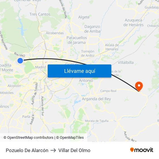 Pozuelo De Alarcón to Villar Del Olmo map