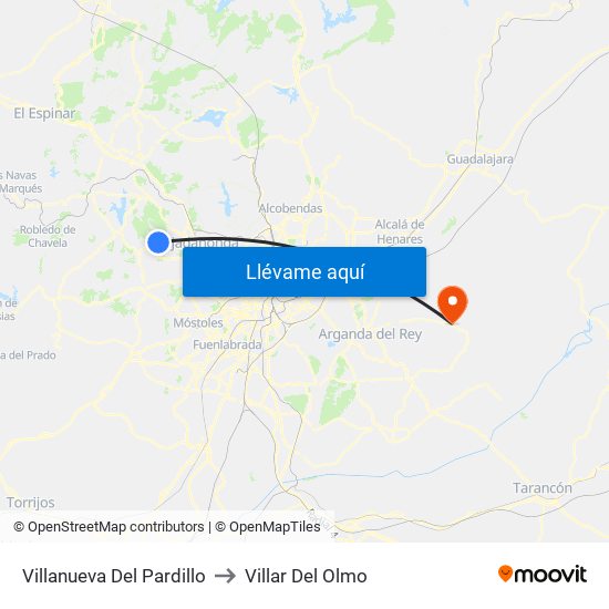 Villanueva Del Pardillo to Villar Del Olmo map