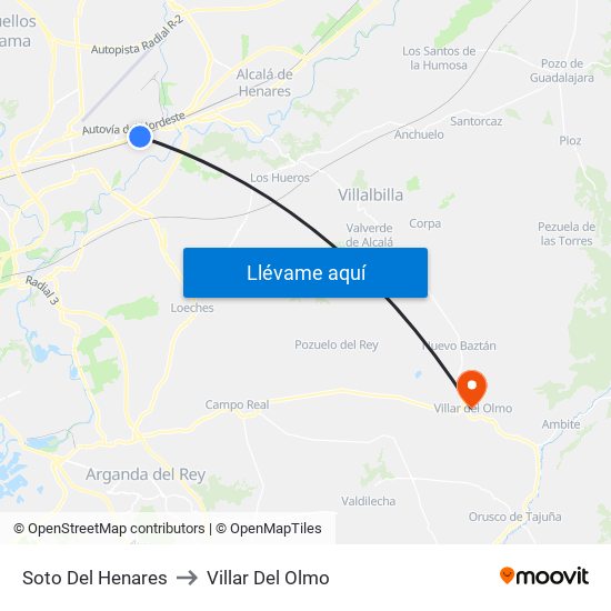 Soto Del Henares to Villar Del Olmo map