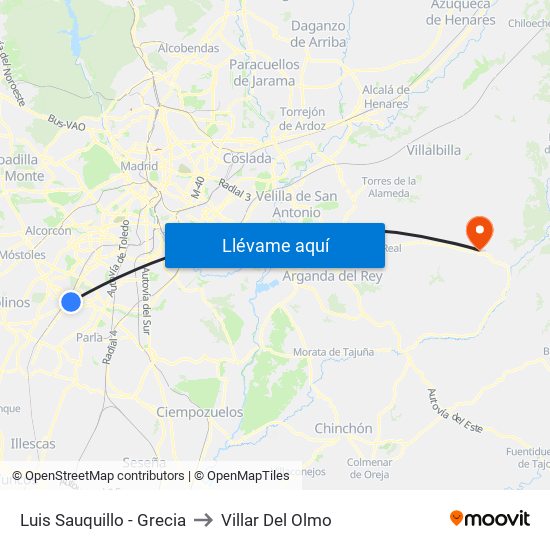 Luis Sauquillo - Grecia to Villar Del Olmo map