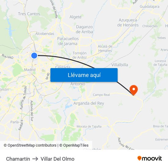 Chamartín to Villar Del Olmo map