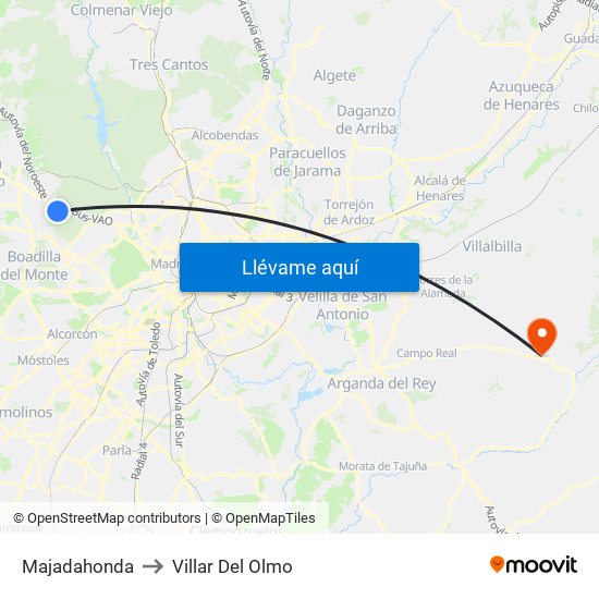 Majadahonda to Villar Del Olmo map