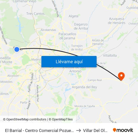 El Barrial - Centro Comercial Pozuelo to Villar Del Olmo map