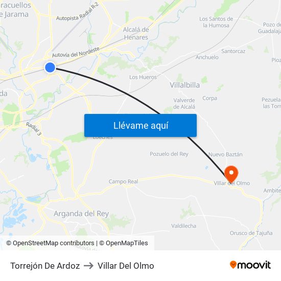 Torrejón De Ardoz to Villar Del Olmo map
