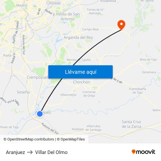 Aranjuez to Villar Del Olmo map