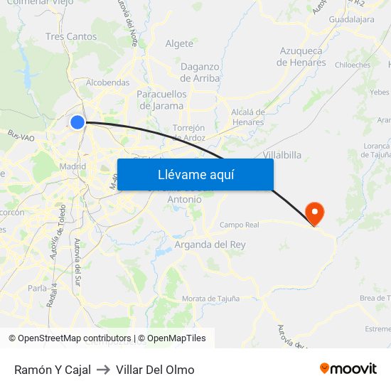 Ramón Y Cajal to Villar Del Olmo map