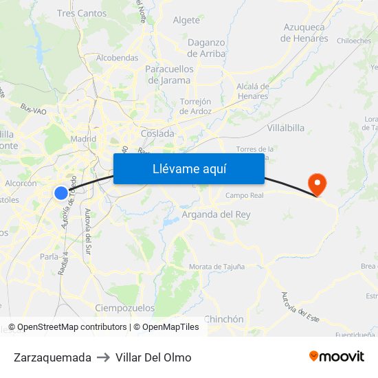 Zarzaquemada to Villar Del Olmo map