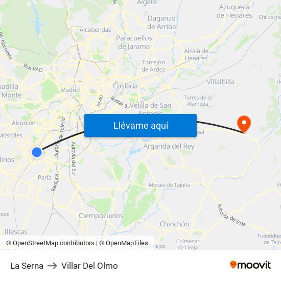 La Serna to Villar Del Olmo map