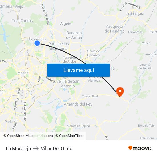 La Moraleja to Villar Del Olmo map