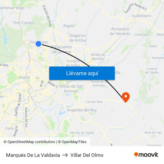 Marqués De La Valdavia to Villar Del Olmo map