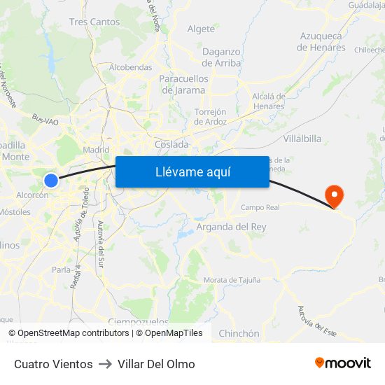 Cuatro Vientos to Villar Del Olmo map