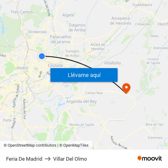 Feria De Madrid to Villar Del Olmo map