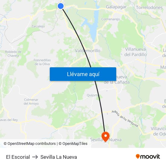 El Escorial to Sevilla La Nueva map
