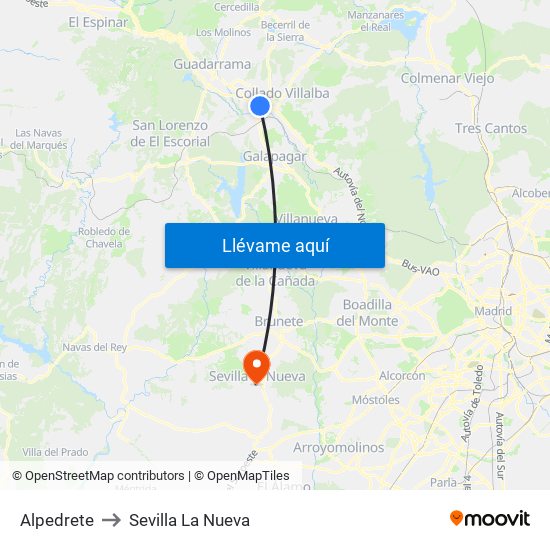 Alpedrete to Sevilla La Nueva map