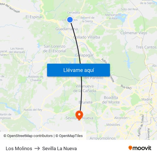 Los Molinos to Sevilla La Nueva map