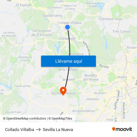 Collado Villalba to Sevilla La Nueva map