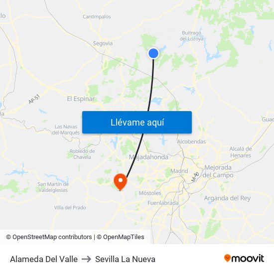 Alameda Del Valle to Sevilla La Nueva map