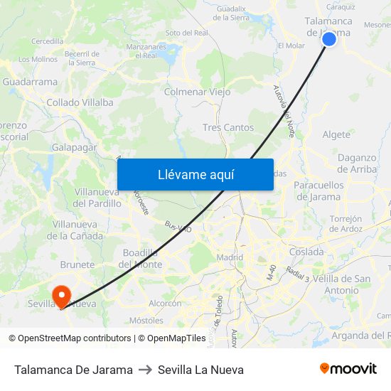 Talamanca De Jarama to Sevilla La Nueva map