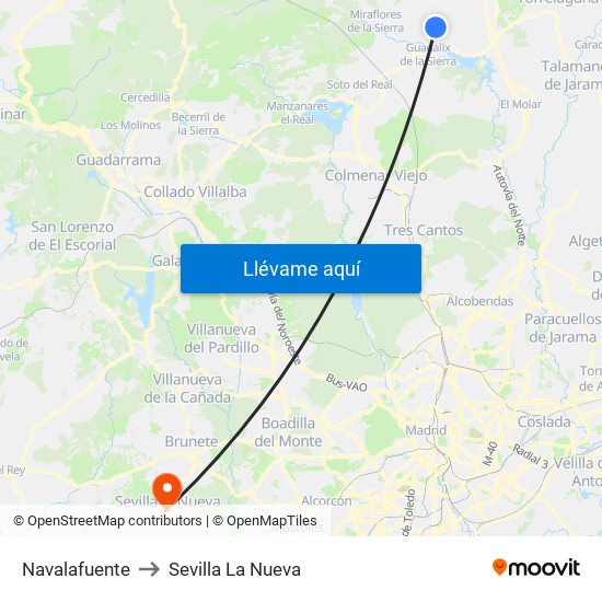 Navalafuente to Sevilla La Nueva map