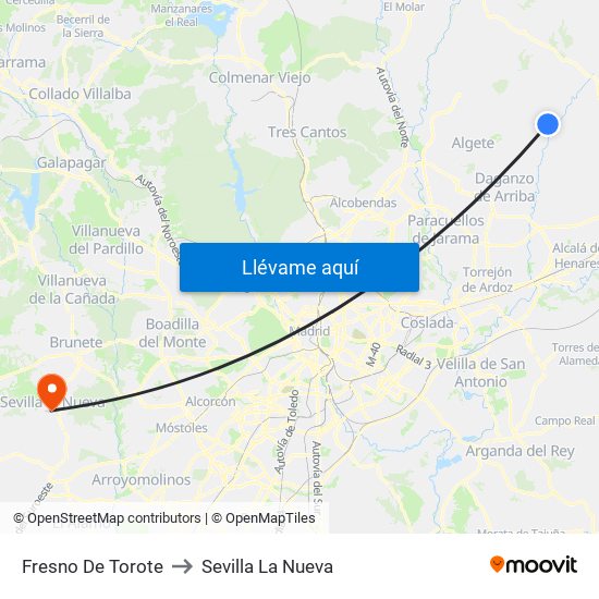 Fresno De Torote to Sevilla La Nueva map