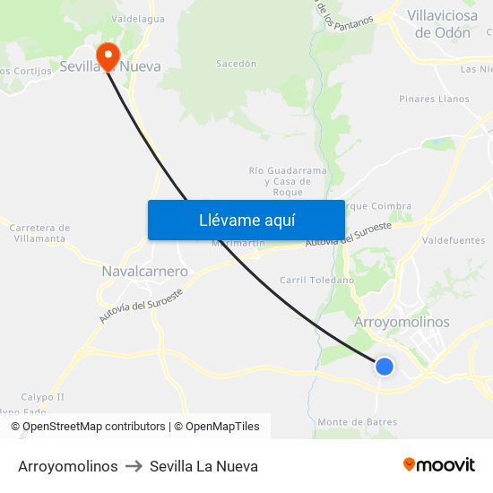 Arroyomolinos to Sevilla La Nueva map