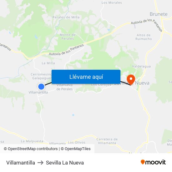 Villamantilla to Sevilla La Nueva map